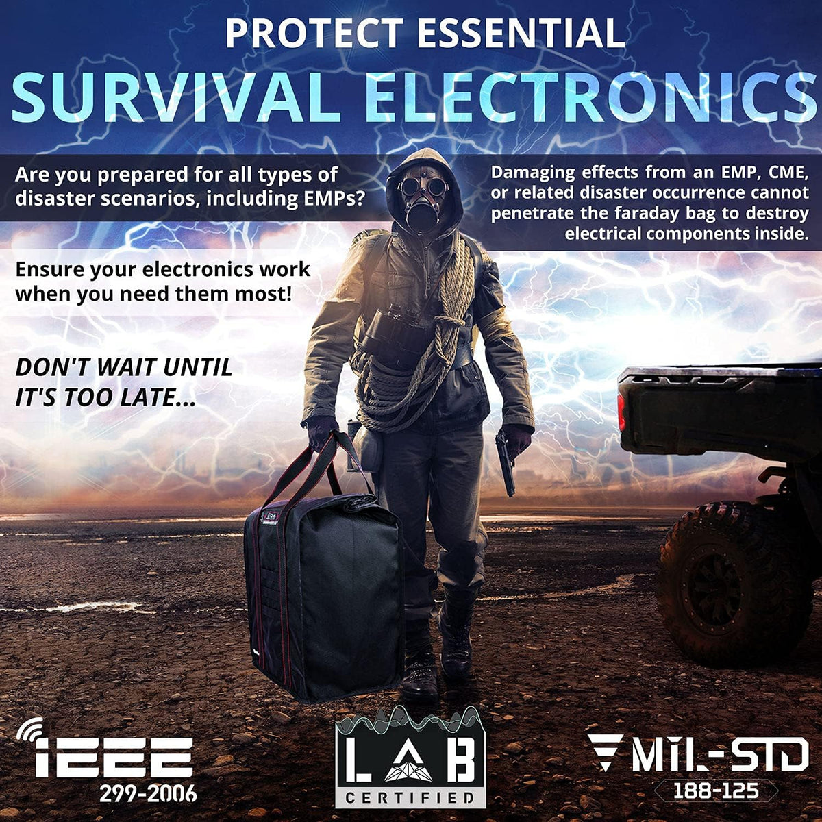 Mission Darkness T10 Faraday Bag for Computer Towers & XL Electronics (Gen 2) Device Shielding for Digital Forensics, EMP Protection, Data Security, Anti-hacking & Anti-tracking Assurance