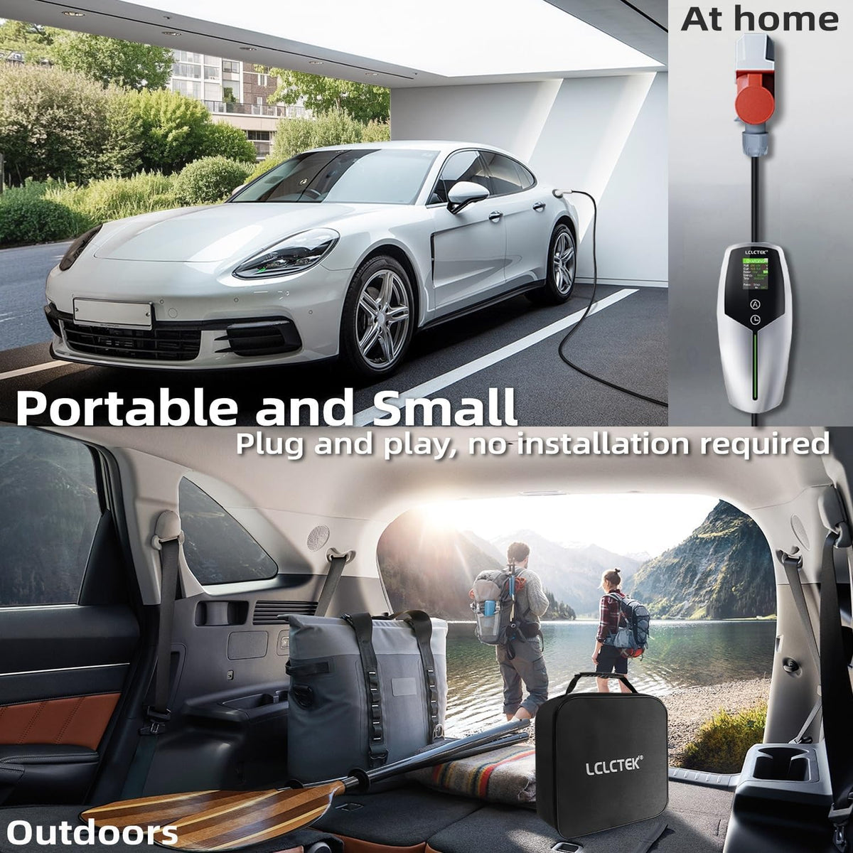 Mobile EV Wallbox/laadstation 11KW type 2 oplaadkabel [3-fasig|8~16A], draagbare auto EV oplader oplaadkabel type 2 met LED-display, tijdfunctie en IP65 waterdicht, voor EV PHEV IEC (6 m)