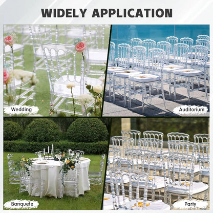 BOOSDEN Transparante Kunststof Stoel Napoleon - Stapelbare Polycarbonaat Stoel voor Bruiloft, Feesten & Eetkamer met Elegant Design, 2 PACK