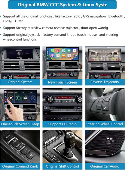12,3 inch touchscreen autoradio – inbouwradio – multimedia systeem – auto stereo – navigatiesysteem – Draadloos Apple CarPlay & Android Auto – Compatibel met BMW X5/X6 E70 E71 (2007-2010) met CCC-systeem
