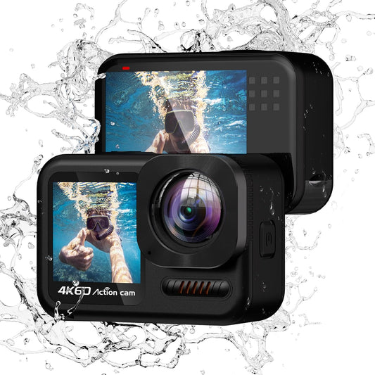 4K60fps Touchscreen Action Cam, onderwatercamera met 64G SD-kaart, 48MP wifi-camera, 8x zoom, helmcamera met 6-assige stabilisatie, sportcamera met 2 x 1350 mAh accu's, helmhouder, accessoirekit