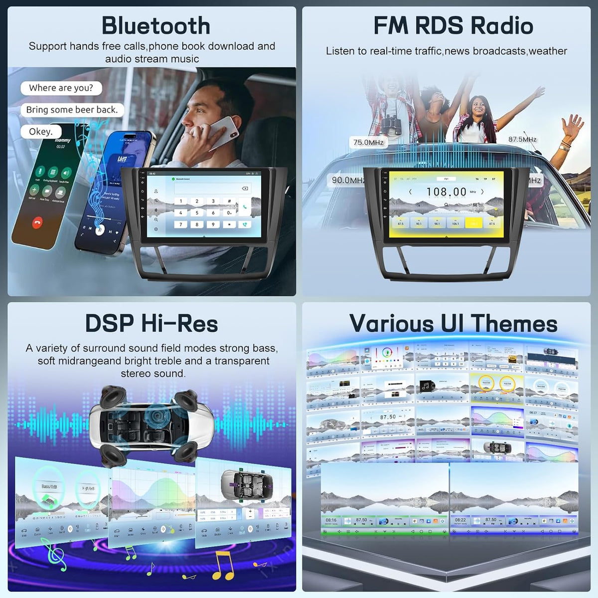 4G+64G 8 Core Qualcomm Car Radio for BMW 1 Series E81 E82 E87 E88 2008-2012 with Wireless Carplay & Android Auto, 9 Inch Android Car Stereo with WiFi/GPS/Bluetooth 5.1/DPS Hi-Res/FM RDS Radio