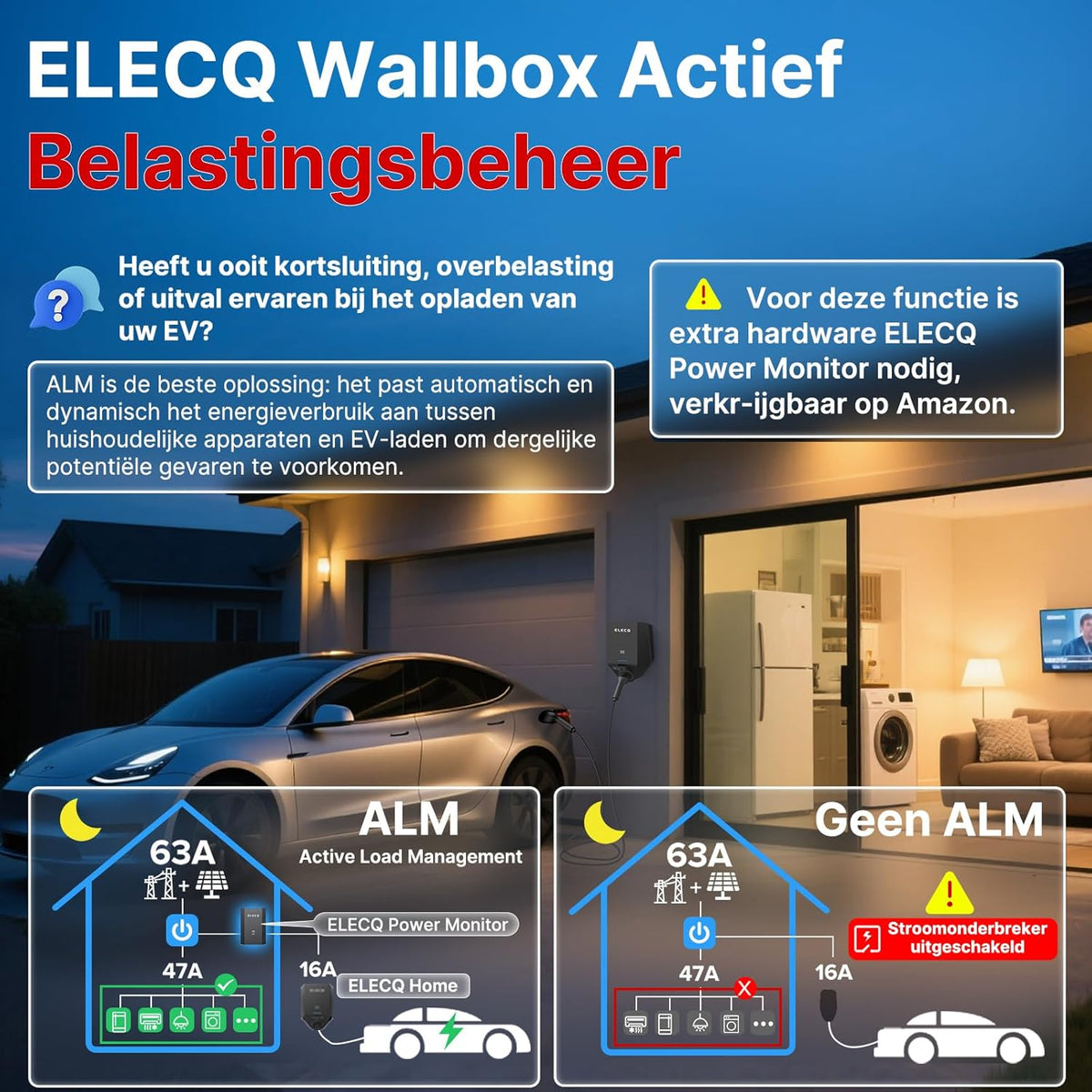 Wallbox 7,4 kW EV lader met RFID & zonne-energie opladen | Slimme laadpaal met actief load management | Type 2 | OCPP, WiFi, APP | 1-fase 230V 6A-32A | Thuis of zakelijk gebruik