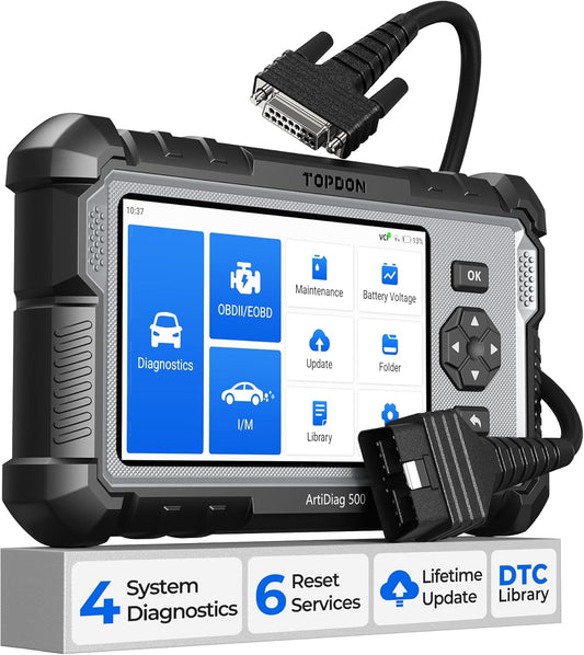 TOPDON OBD2 Code lezer Scanner ArtiDiag500, Motor ABS SRS Transmissie Auto Diagnostische Tool voor alle auto's, 6 Reset Services voor Olie/SAS/TPMS/ETS/BMS/Rem, Wi-Fi Gratis Update