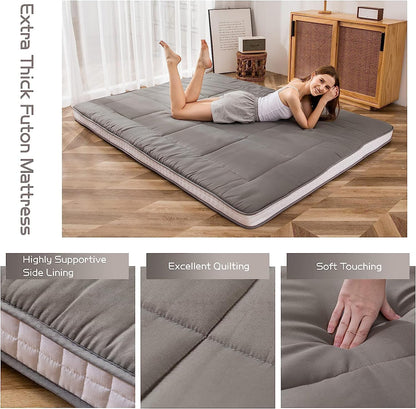 Maxyoyo Futonmatras, gewatteerde Japanse vloermatras, gewatteerde bedmatras, extra dik, opvouwbaar, ademend, vloerbed, logeerbed voor camping of bank, turquoise, 90 x 190 cm