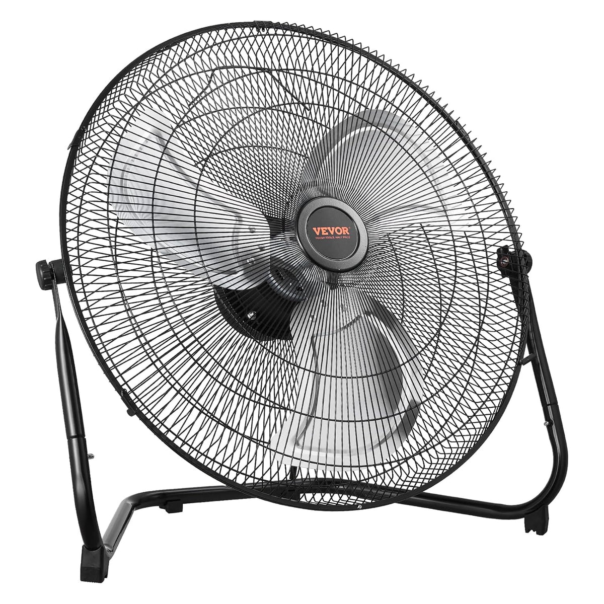 VEVOR Vloerventilator, 3 snelheden, industriële ventilator van robuust metaal, 508 mm, 360 graden helling, windsnelheid 6,5 m/s, voor thuis, garage, winkel, slaapkamer, 2 stuks