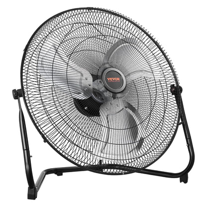 VEVOR Vloerventilator, 3 snelheden, industriële ventilator van robuust metaal, 508 mm, 360 graden helling, windsnelheid 6,5 m/s, voor thuis, garage, winkel, slaapkamer, 2 stuks