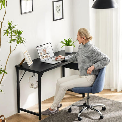 Klein computerbureau, klein kantoorbureau, 70 cm, schrijfbureau, thuiskantoor, kleine ruimte, bureau, studietafel, moderne eenvoudige stijl, werktafel met opbergtas en ijzeren haak, houten bureau voor