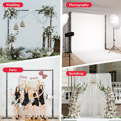 EMART Fotobackground Standaard Stabiel 2,6x3m, Grote Aanpasbare Trouwboog voor Fotostudio, Huwelijk, Banket, Verjaardagsdecoratie, Ballonstand - Zwart