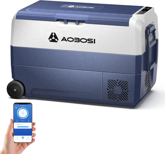 AAOBOSI Grote compressor-koelkast, temperatuurbereik -20 °C tot 20 °C, met app, extra grote inhoud, ideaal voor familiediners en ontmoetingen met vrienden.