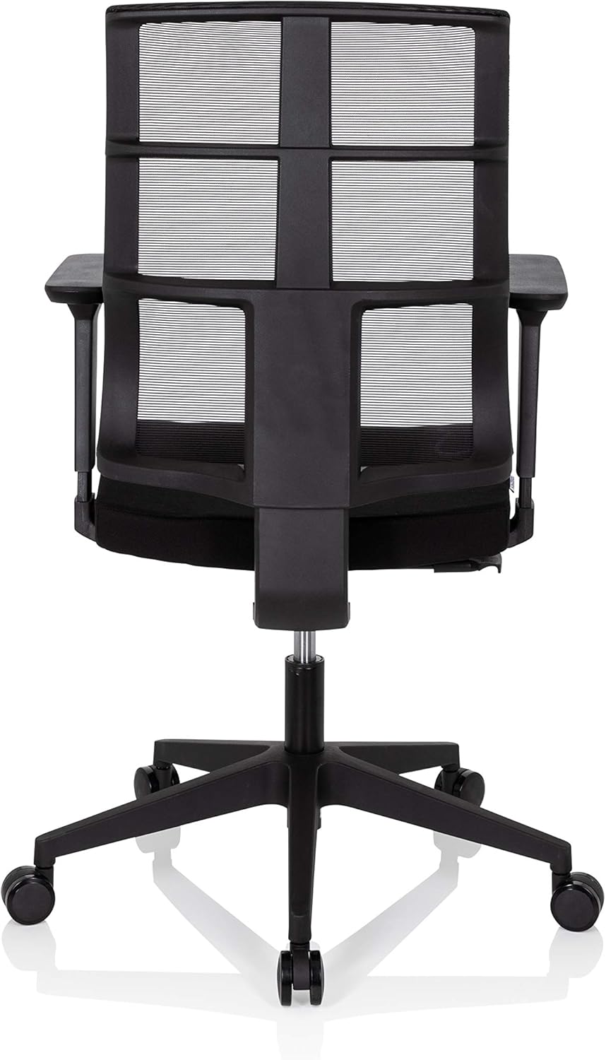 hjh OFFICE 810025 professionele bureaustoel Spinio stof zwart kantoor draaistoel met netrug, rugleuning in hoogte verstelbaar