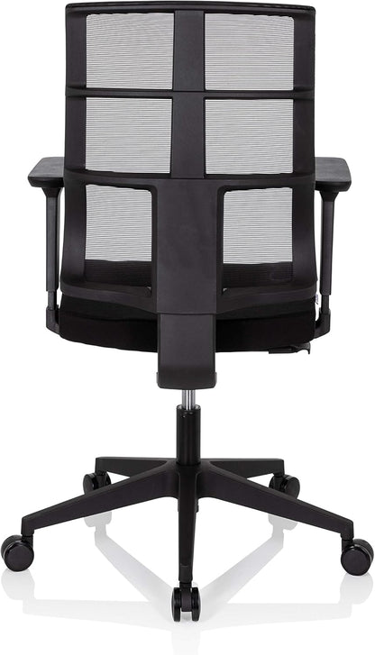 hjh OFFICE 810025 professionele bureaustoel Spinio stof zwart kantoor draaistoel met netrug, rugleuning in hoogte verstelbaar