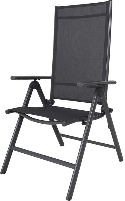 Ambientehome, 50204, 8-voudig verstelbare aluminium klapstoelen, kleur grijs, campingstoel, klapstoel