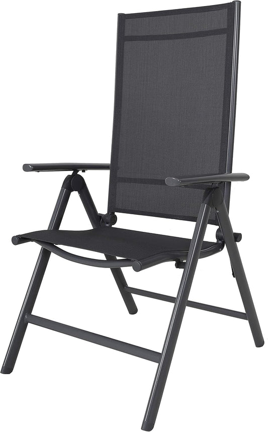Ambientehome, 50204, 8-voudig verstelbare aluminium klapstoelen, kleur grijs, campingstoel, klapstoel