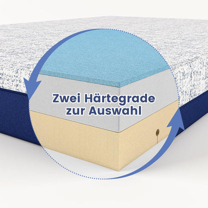 BedStory Matras 140 x 200 cm, 2 lighardheden, middel/vaste gel, traagschuim, 7-zone koudschuimmatras 20 cm, Öko-Tex 100 gecertificeerd