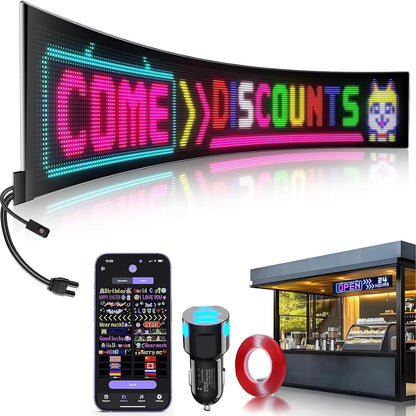 Flexibel led-displaybord, 99 x 20 cm, programmeerbaar RGB-loopschrift via Bluetooth Smart app, full-colour Devil Eyes Matrix paneel, voor autostyling, bar, reclame, restaurant, winkel, feestdecoratie