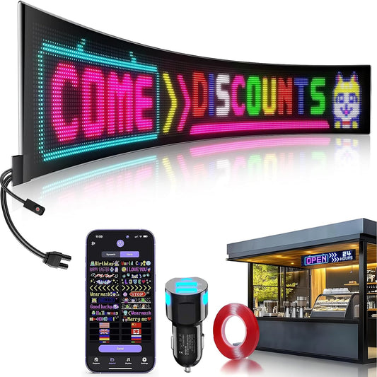 Flexibel led-displaybord, 99 x 20 cm, programmeerbaar RGB-loopschrift via Bluetooth Smart app, full-colour Devil Eyes Matrix paneel, voor autostyling, bar, reclame, restaurant, winkel, feestdecoratie