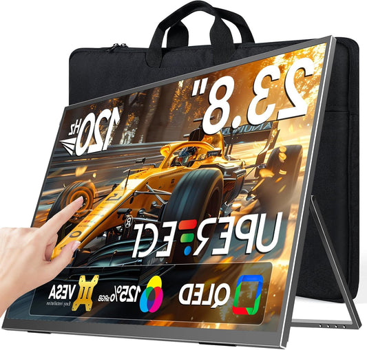 UPERFECT 23.8" 120Hz QLED Touch Screen Portable Monitor FHD 1080P 100% SRGB Matte Screen with 180° Adjustable Stand, USB C/HDMI for Laptop/MacBoo/Game Console/Smartphone/Mini PC, VESA Compatible - QUORE