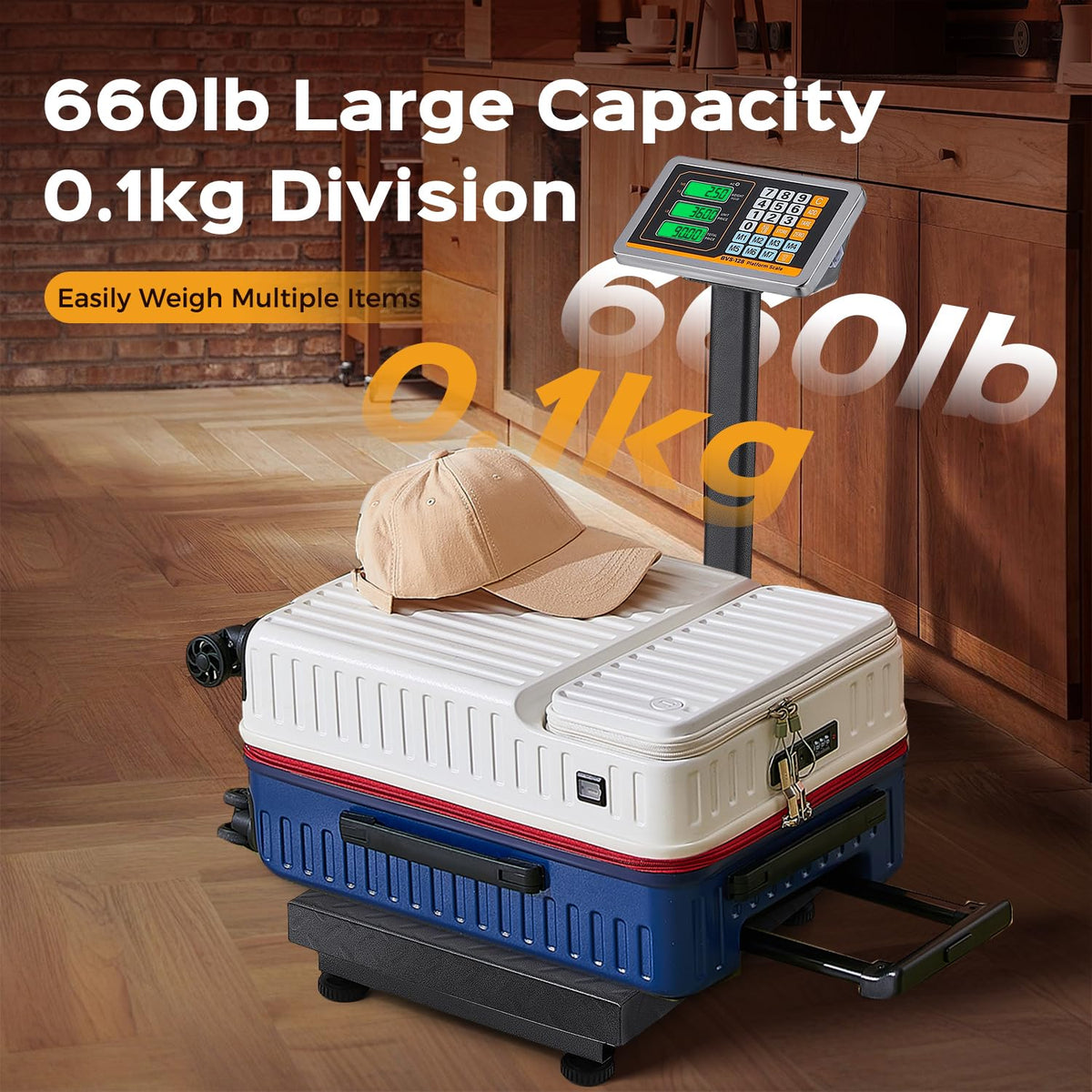 Bonvoisin Digitale platformweegschaal, 660 kg, heavy duty vloerweegschaal, omschakelbare postverzendweegschaal voor het wegen van pakketten, bagage, koffers, dozen (EU)
