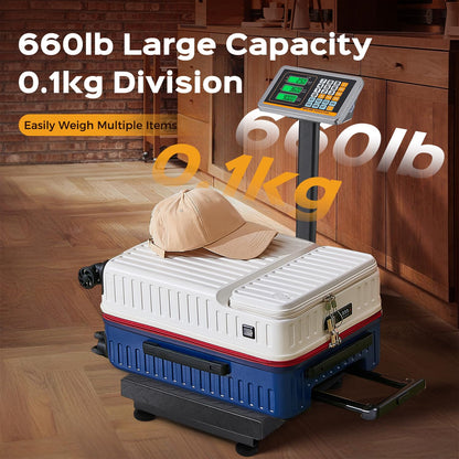 Bonvoisin Digitale platformweegschaal, 660 kg, heavy duty vloerweegschaal, omschakelbare postverzendweegschaal voor het wegen van pakketten, bagage, koffers, dozen (EU)