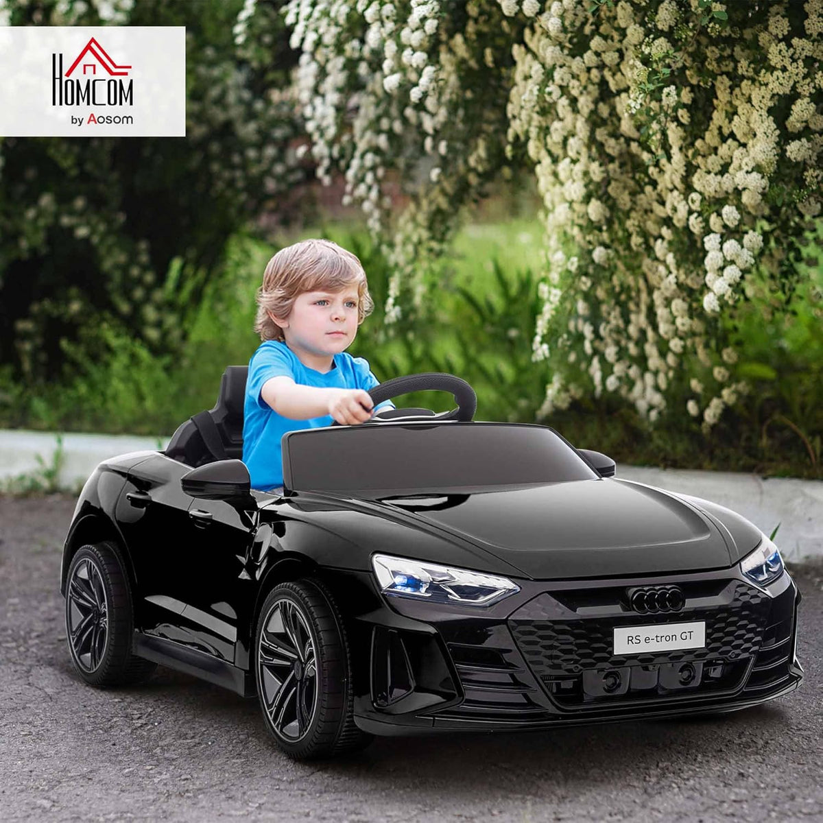 HOMCOM Elektrische auto kinderen 12 V – afstandsbediening voor ouders – V max. 5 km/u – geluidseffecten – Audi RS E-tron GT zwart