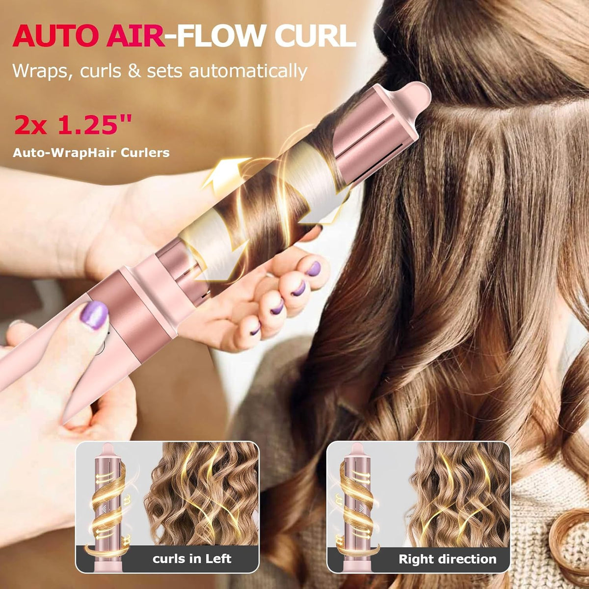 MESCOMB 5-in-1 haarstyler & airstyler met ionenföhn en auto-krultangset, professionele styling, volume, krullen en drogen zonder schade door hitte – met diffuser en reistas