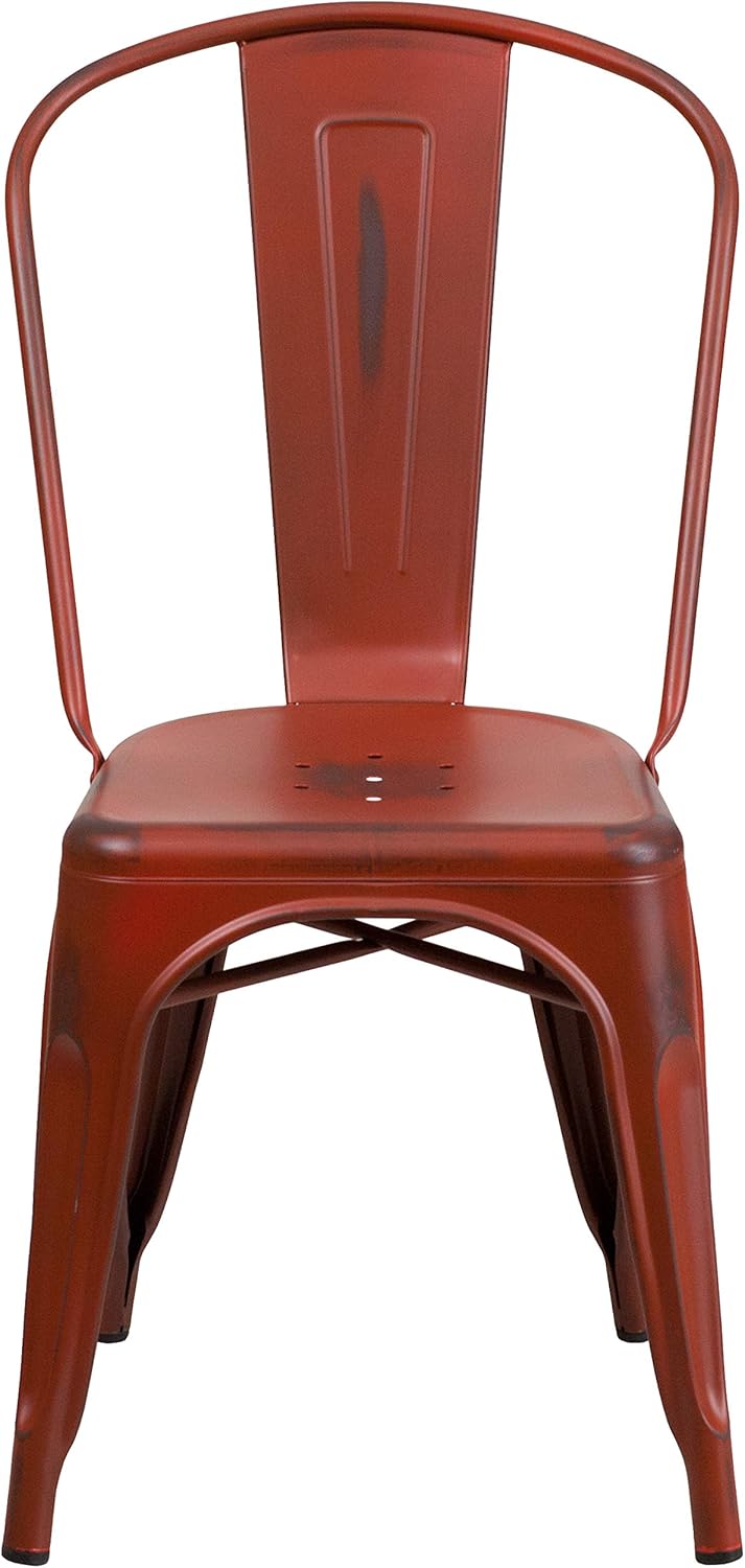 Flash Furniture Blake Commercial Grade 4 Pack noodlijdende Kelly rood metaal indoor-outdoor stapelbare stoel