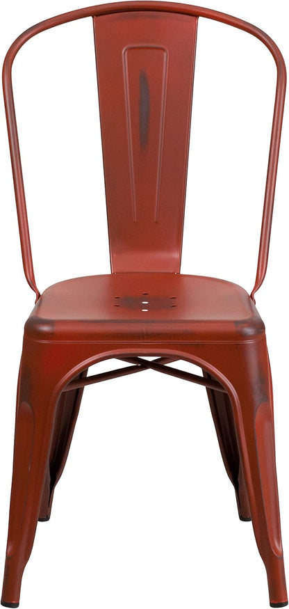 Flash Furniture Blake Commercial Grade 4 Pack noodlijdende Kelly rood metaal indoor-outdoor stapelbare stoel