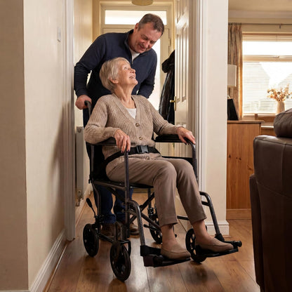 PEPE Mobility - Lichtgewicht opvouwbare rolstoel (smalle zitting 38 cm), rolstoel voor gehandicapten ouderen, staal, doorvoer
