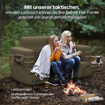 Opblaasbare sofa, camping, luchtbank, campingbank, opblaasbare bank, outdoor luchtsofa met armleuning en draagbare pomp