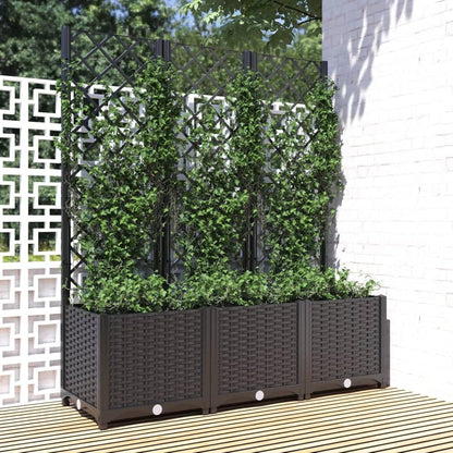 Gecheer Planter with trellis garden fence frost and UV resistant trellis climbing aid planter flower box flower box black 120x40x136 cm polypropylene - QUORE
