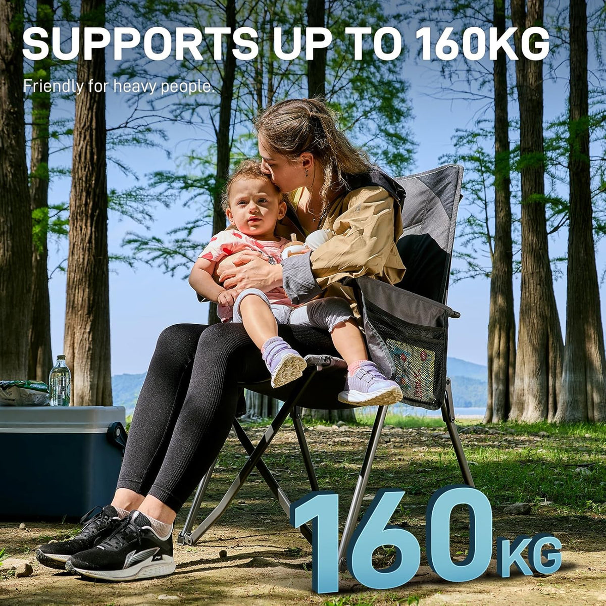 Campingstoel – Opvouwbare Stoel – Klapstoel – Vouwstoel – Tuinstoel – Verstelbare Rugleuning 4 Standen – Belastbaar tot 160 kg