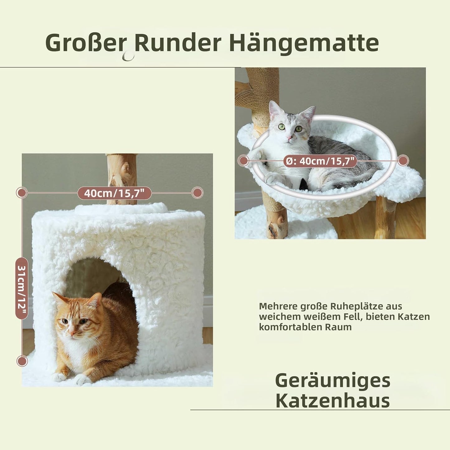 Krabpaal – Kattenboom – Kattenhuis – Kattenmand – Kattenmeubel – 150 cm Hoog – Massief Natuurlijk Hout