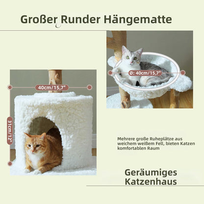 Krabpaal – Kattenboom – Kattenhuis – Kattenmand – Kattenmeubel – 150 cm Hoog – Massief Natuurlijk Hout