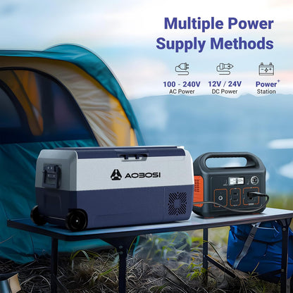 AAOBOSI Compressor-koelbox, 36 l, koelbox auto met wifi-app-bediening, 12/24 V en 100-240 V, elektrische koelbox, tot -20 °C, voor auto, vrachtwagen, boot, camper, camping, afzonderlijke zone