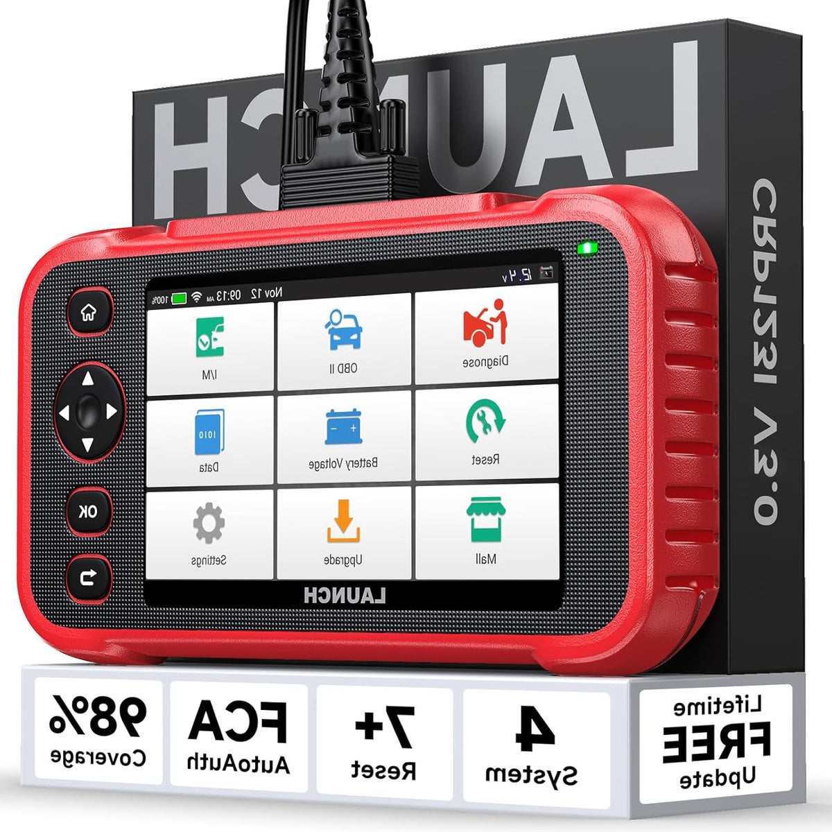OBD2 Scanner – Autodiagnose Tool – Foutcode Lezer – Diagnosetool Auto – Scanapparaat Auto – 5 Inch Touchscreen – 7 Resetfuncties inclusief Batterijtest