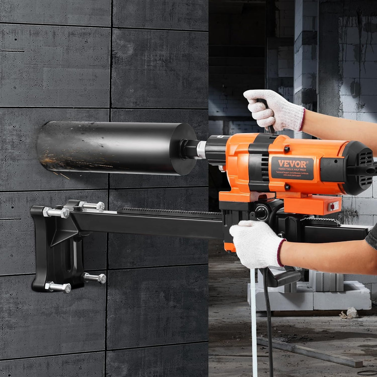 VEVOR Diamantkernboormachine, boordiameter van 20 tot 300 mm, robuuste betonkernmachine, 3500 W met houder, kernboor, voor beton, baksteen, marmer