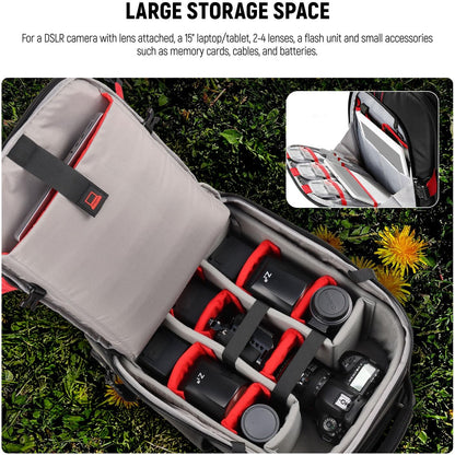 Camera-Rugzak – Cameratas – Fototas – Rollende Rugzak – Trolley – 2-In-1 Met Afneembaar Gevoerd Vak – Waterafstotend Nylon Met Regenhoes