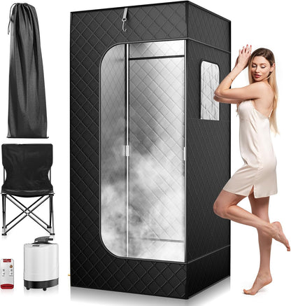 Saunakent, stoomsauna voor thuis, 3 minuten snel opwarmen en 9 warmtestanden, draagbare mobiele sauna met 2,6 l stoom, klapstoel, afstandsbediening, 180 x 80 x 80 cm