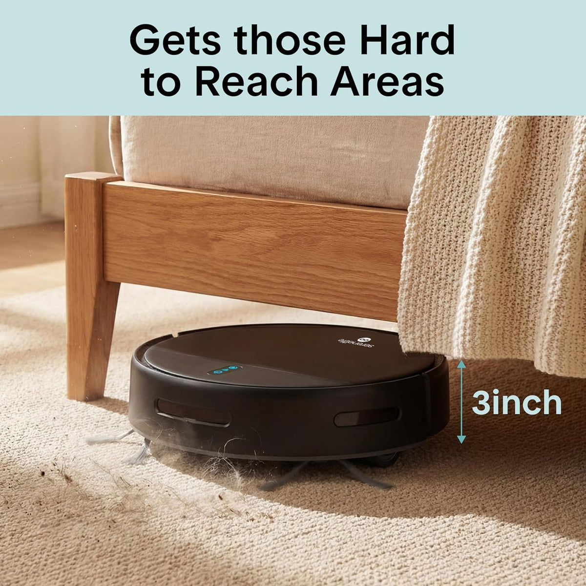 SereneLife Smart Robot Vacuum Cleaner with Mop Function – App Control, 3 Cleaning Modes, Anti-fall Sensors, Automatic Charging, 700Pa Suction Power, Ideal for Pets, Carpet & Hard Floors – Black - QUORE