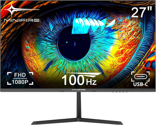 Minifire Monitor 27 inch pc-monitor, 100 Hz, FHD (1920 x 1080), sRGB 110%, HDMI 1.4, USB-C, anti-bluelight, VESA 100 x 100 mm (type C-kabel inbegrepen)