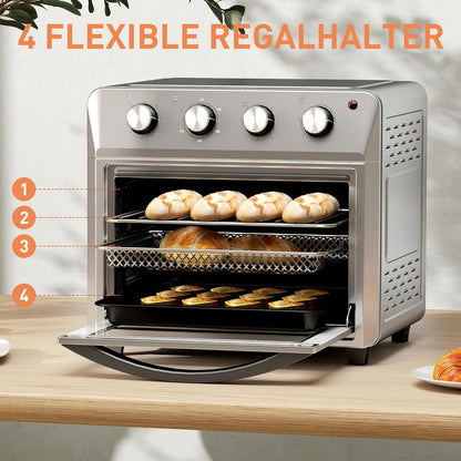 Mini Heteluchtoven – Mini Oven – Convectie Oven – Airfryer – Heteluchtfriteuse – 24 Liter Inhoud – 1600 Watt Vermogen - QUORE