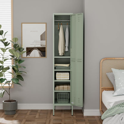 Locker Cabinet Metal 35x50x180cm / 90x50x180cm – Storage Cabinet with Adjustable Shelves, Steel Wardrobe/Wardrobe Industrial (Green, 35x50x180cm (LxWxH)) - QUORE