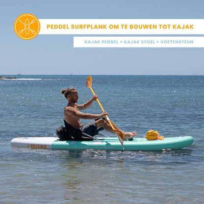 HUIIKE Opblaasbaar surfboard met accessoires, peddel, bronnen, opblaasbaar, stand-up paddleboard, hoge stabiliteit en weerstand, 305 x 84 x 15 cm, belastbaar tot 130 kg