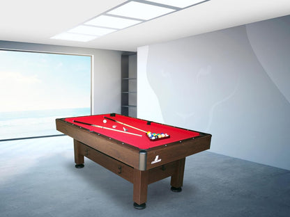 Cougar Saphir Pool Table 7ft in Brown & Red | Height Adjustable & Incl. Accessories | Indoor Billiard Table for Children & Adults - QUORE