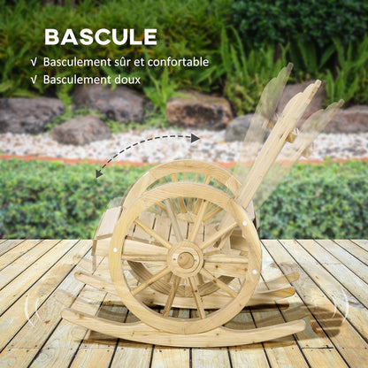 Outsunny Adirondack garden chair rocking chair rustic style chic armrests wheels charette wood fir nature