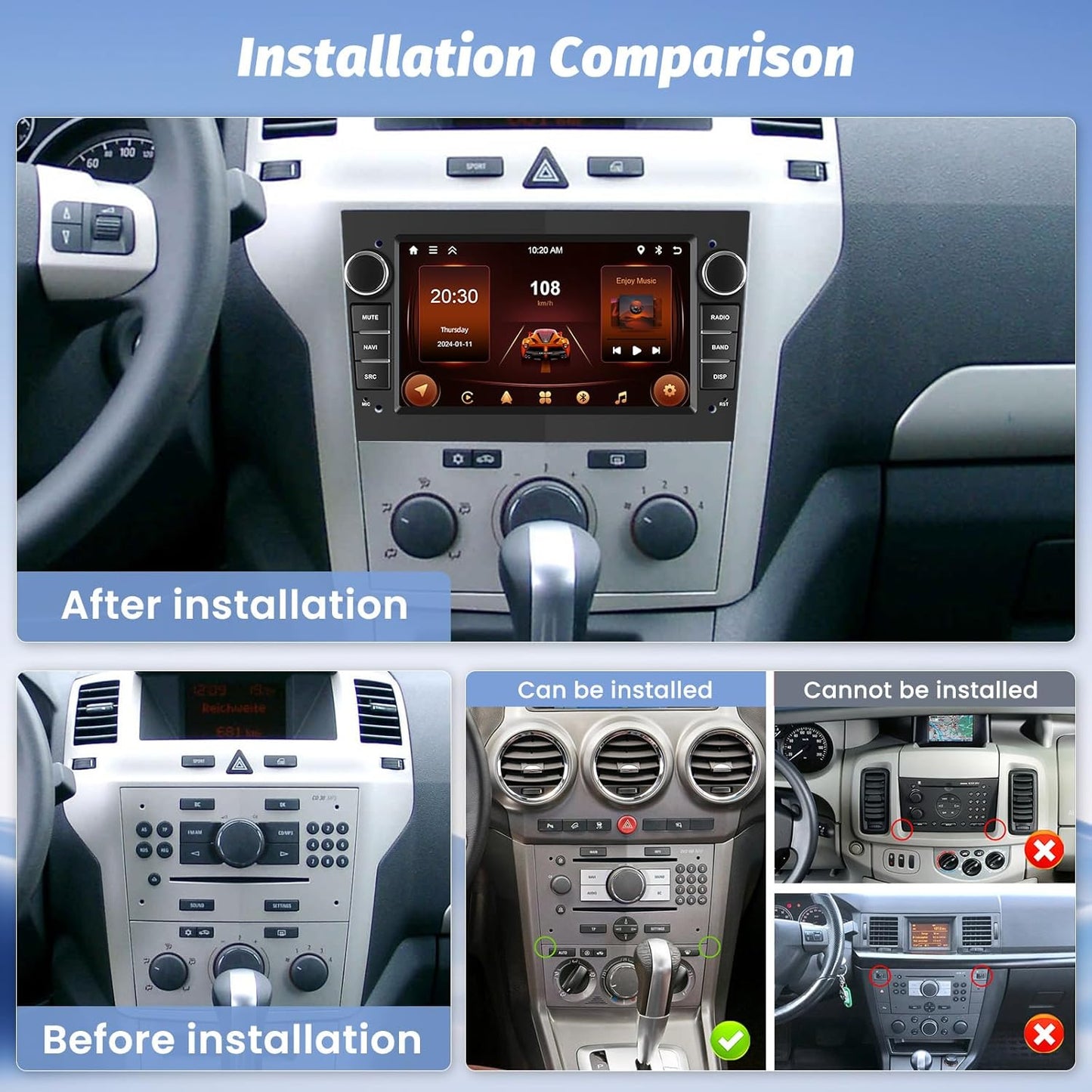 Autoradio – Auto Radio – Multimedia Radio – 2DIN Radio – Navigatiesysteem – Android 13 – 7" Touchscreen – Draadloze CarPlay & Android Auto
