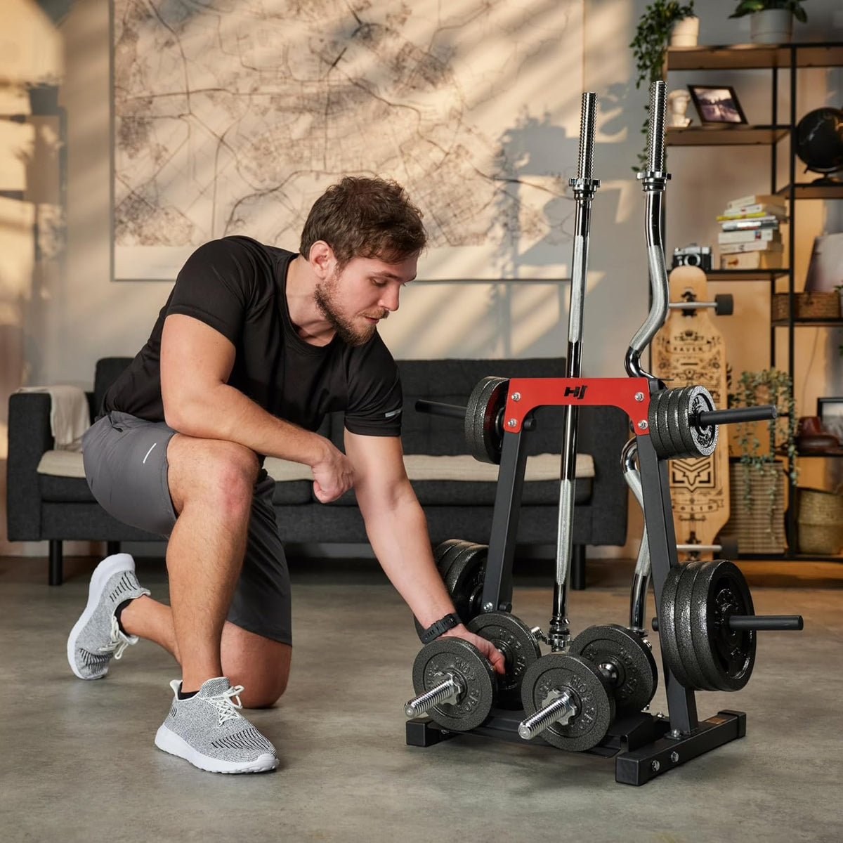Hop-Sport Weight Plate Stand, Dumbbell Stand for Short Dumbbells for Weights and Bars - QUORE