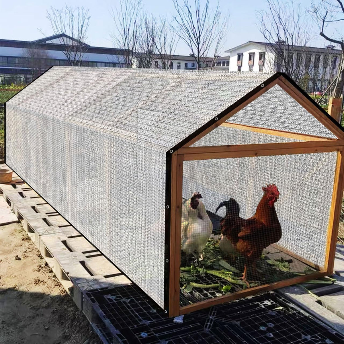 Schaduwnet voor de tuin, van aluminium, 80% zonnezeil met rand, eenvoudig op te hangen, schaduwnet voor balkon, tuin, camping, zilver