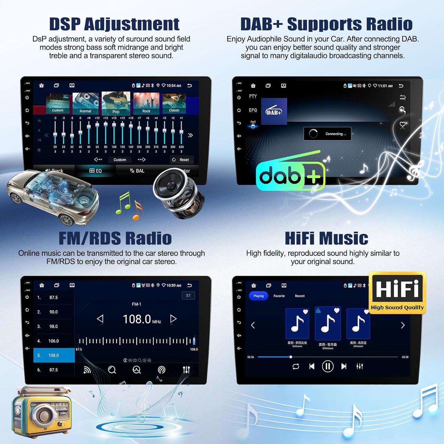 Android 15 Autoradio – Multimedia Systeem – Navigatie Radio – Draadloze CarPlay – Bluetooth Autoradio – 9 Inch Touchscreen – 8-Core Processor Met 6+128GB Geheugen